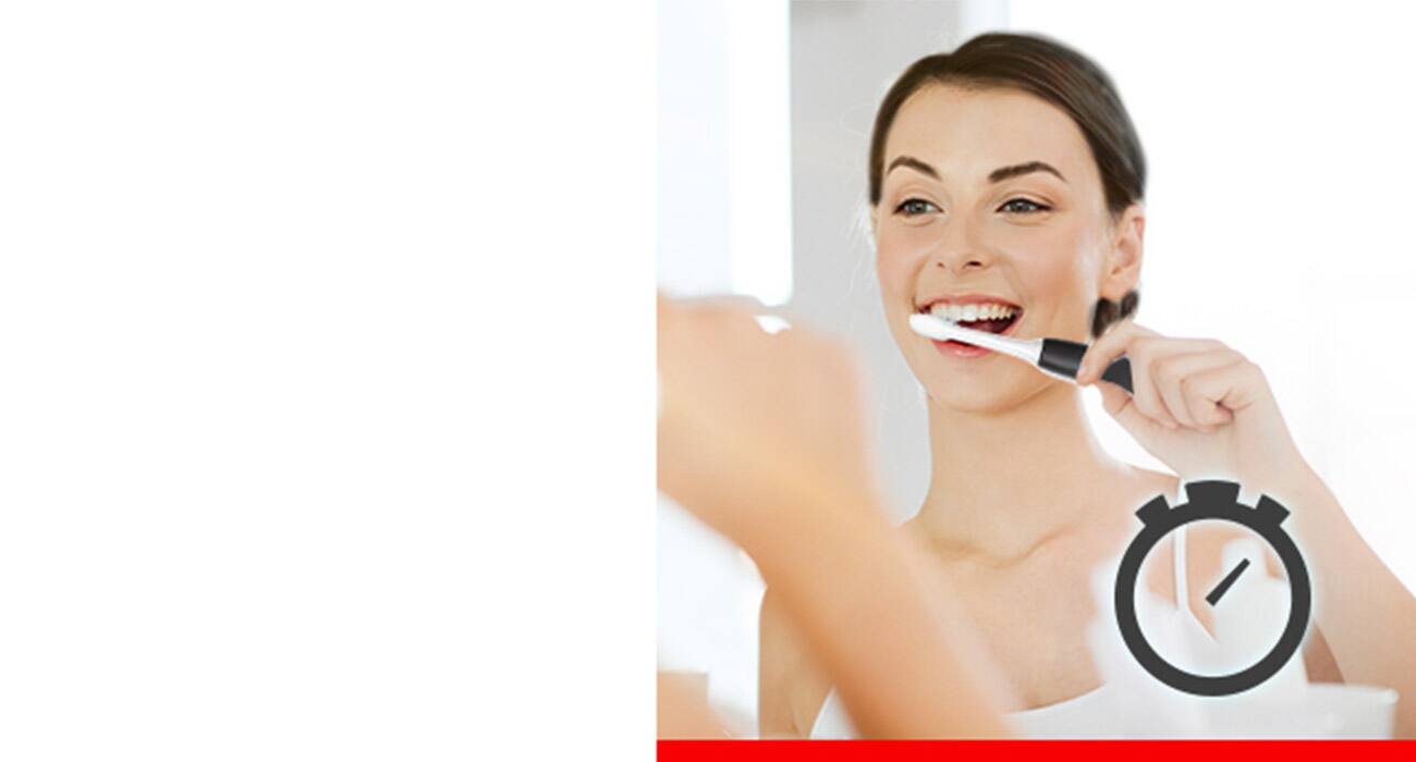 Temporizador inteligente. Seu temporizador de 2 minutos garante sua escovação durante o tempo recomendado pelos dentistas