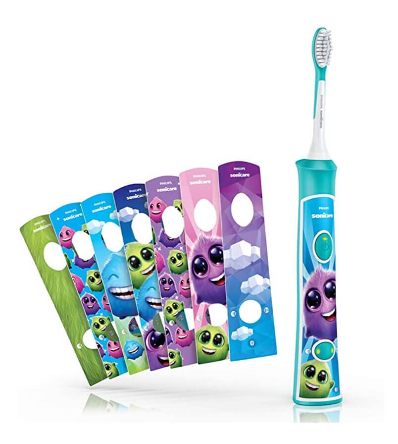 Philips Colgate SonicPro Kids | Escova de dentes elétrica  | Adesivos para customizar a escova