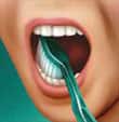 Com suaves movimentos circulares, escove a face voltada para a bochecha e a face interna dos dentes