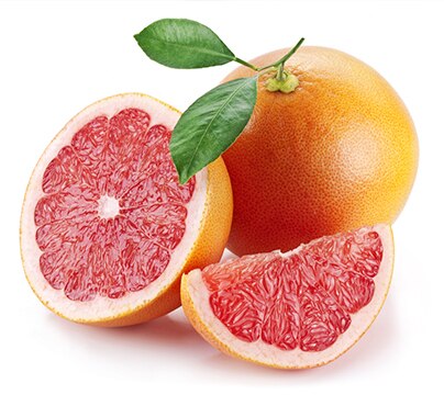 Toranja fresca cortada ao meio, destacando sua categoria de frutas exóticas